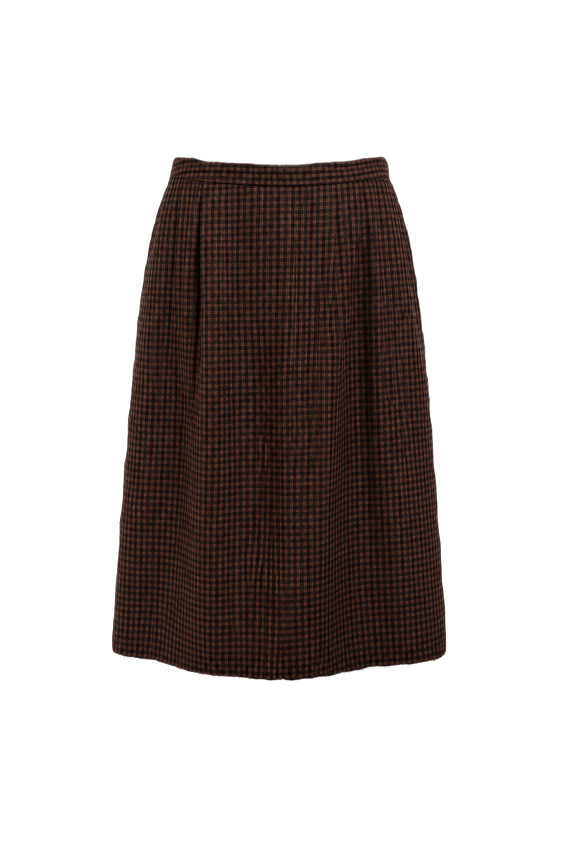 1990s Brown & Red Acrylic Skirt - Front View