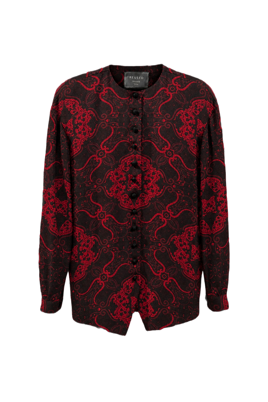 1990s Red Satin Blouse - Front View