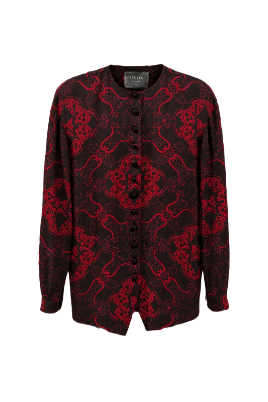 1990s Red Satin Blouse - Front View