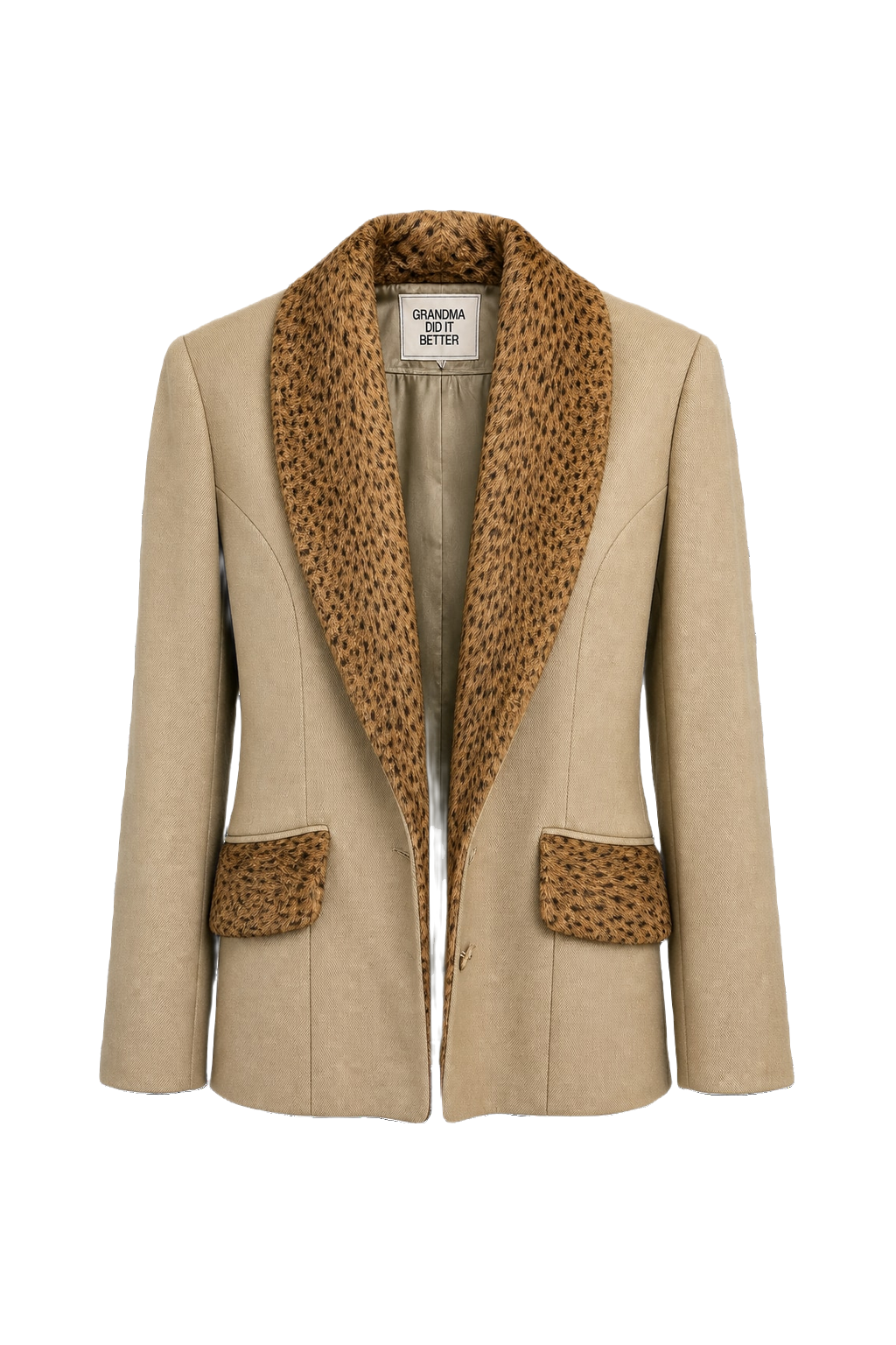 1980s Taupe Wool Blend Blazer - Front View