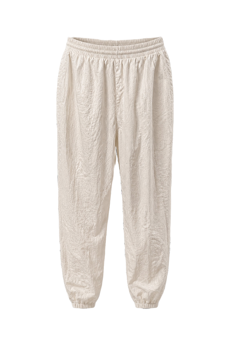 1980s White Cotton Blend Pants - Front View