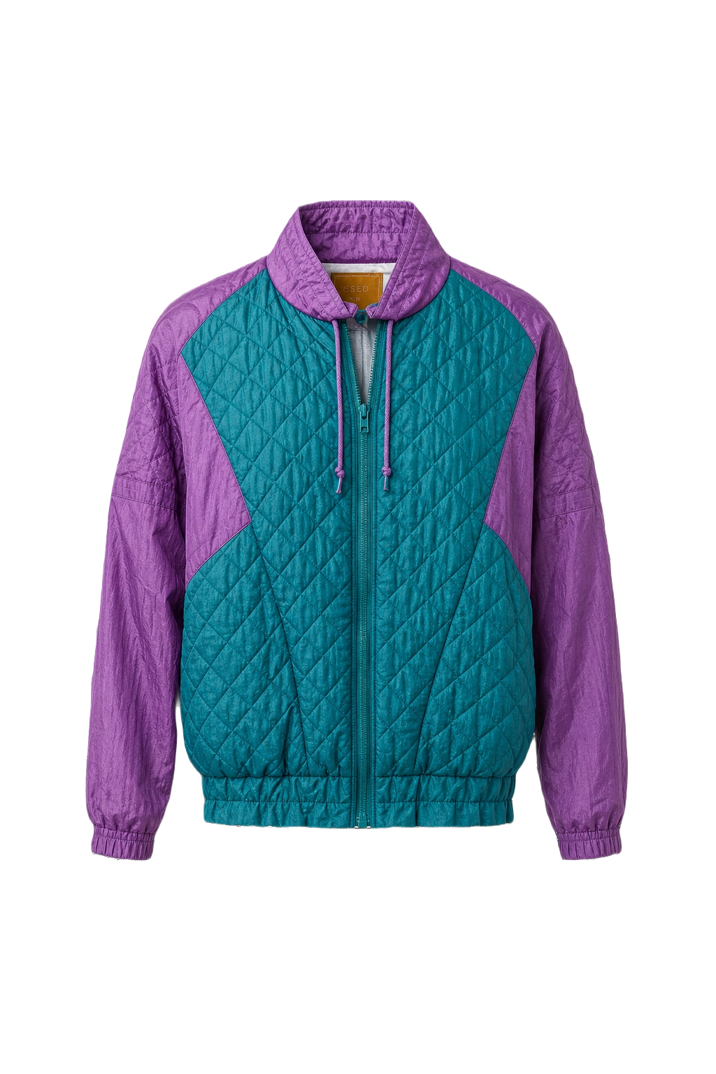 1980s Teal Nylon Jacket - Front View