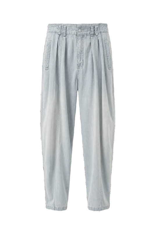 1980s Light Blue Cotton Trousers - Front View