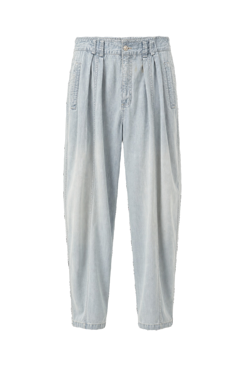 1980s Light Blue Cotton Trousers - Front View