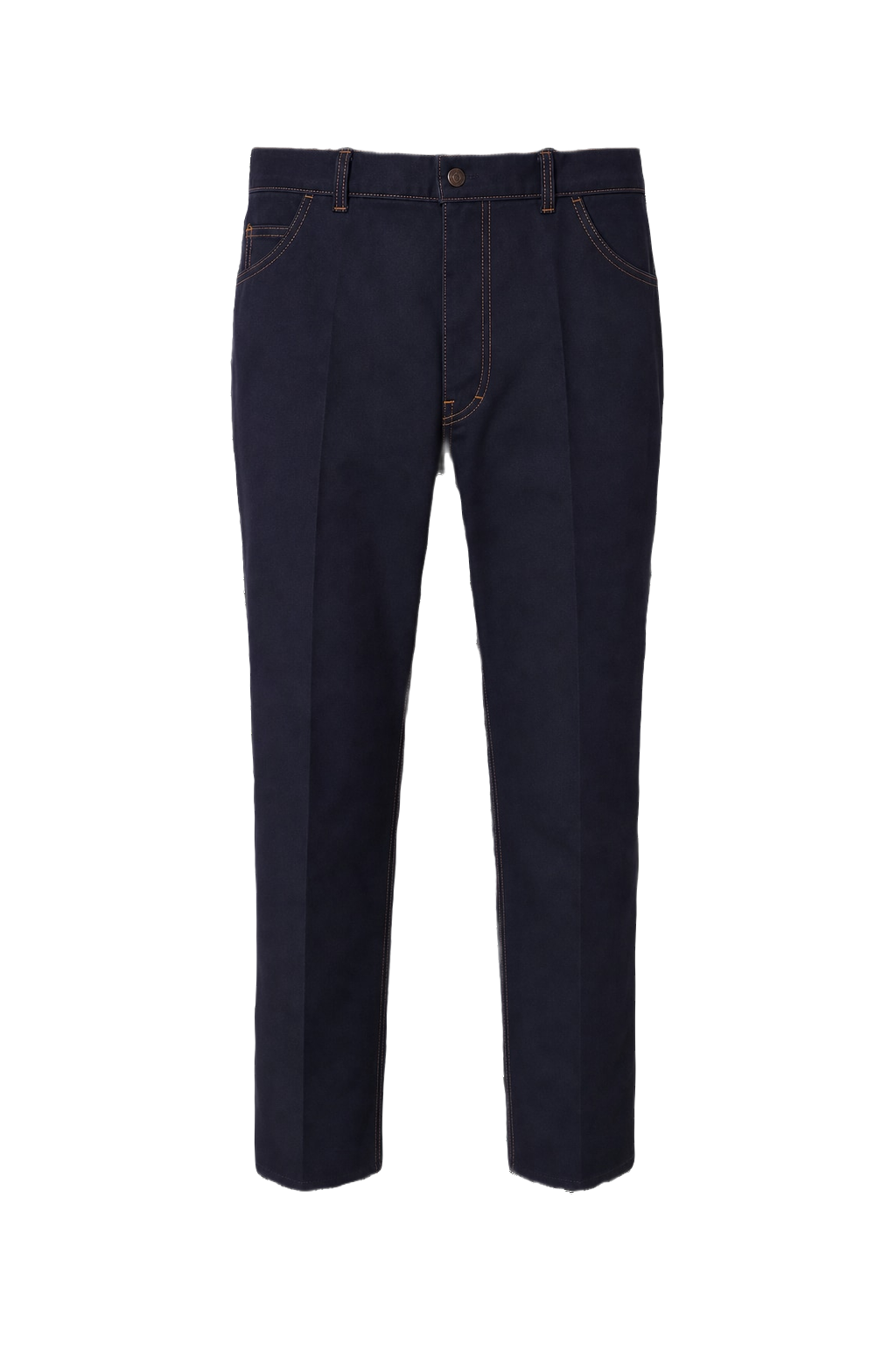 1980s Navy Blue Cotton Blend Pants - Front View