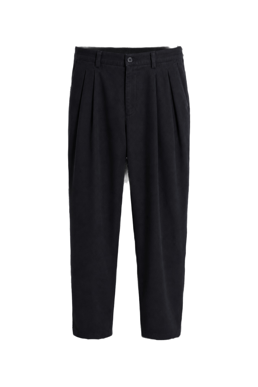 1980s Navy Blue Cotton Blend Trousers - Front View