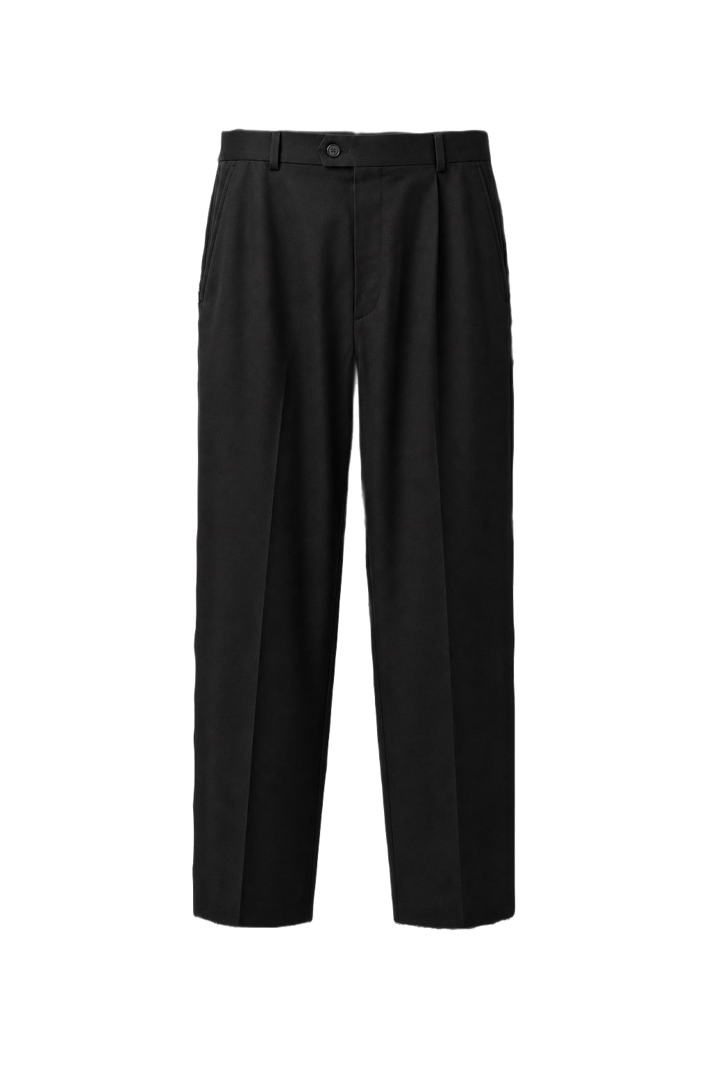 1980s Black Cotton Blend Trousers - Front View