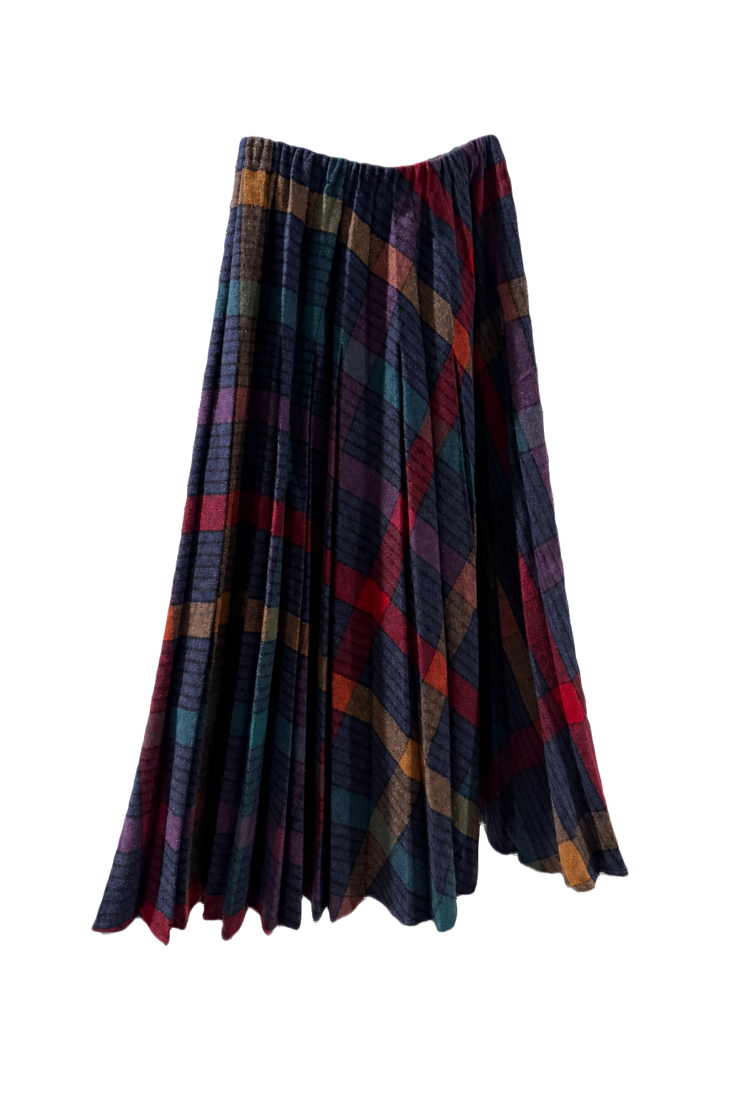 1970s Navy Blue Acrylic Blend Skirt - Front View