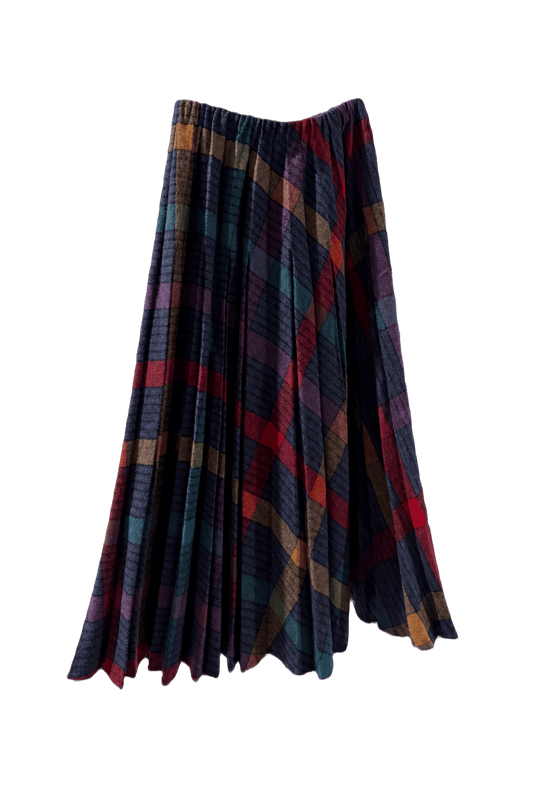 1970s Navy Blue Acrylic Blend Skirt - Front View