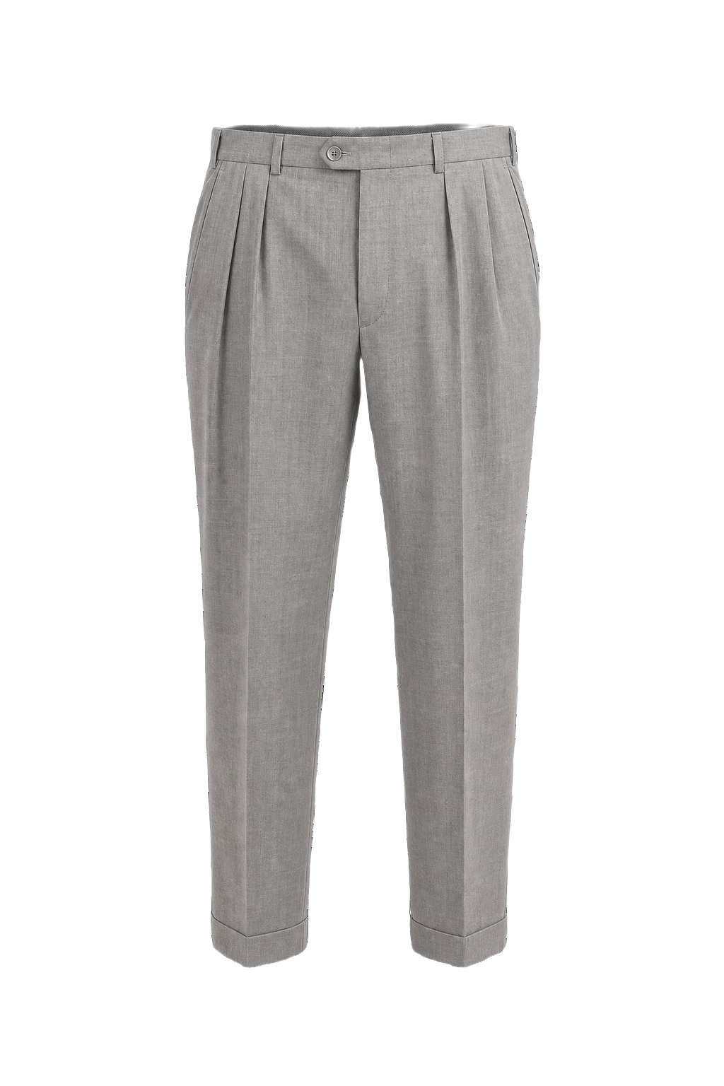 1980s Light Gray Wool Blend Trousers - Front View