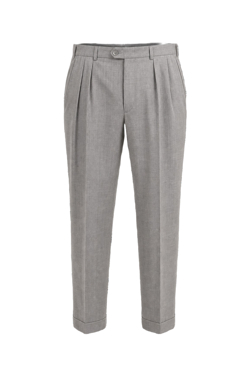 1980s Light Gray Wool Blend Trousers - Front View