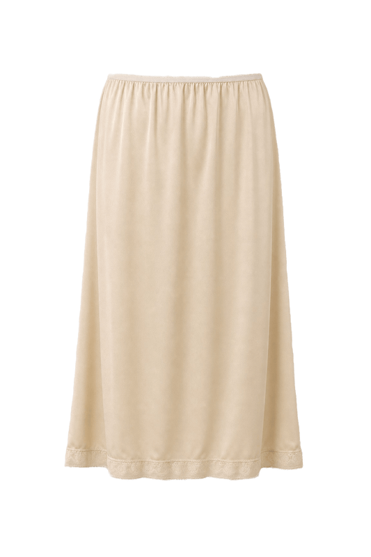 1950s Cream Nylon Skirt - Front View