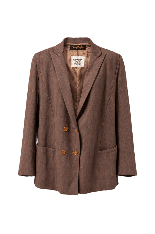 1990s Brown Wool Blazer - Front View