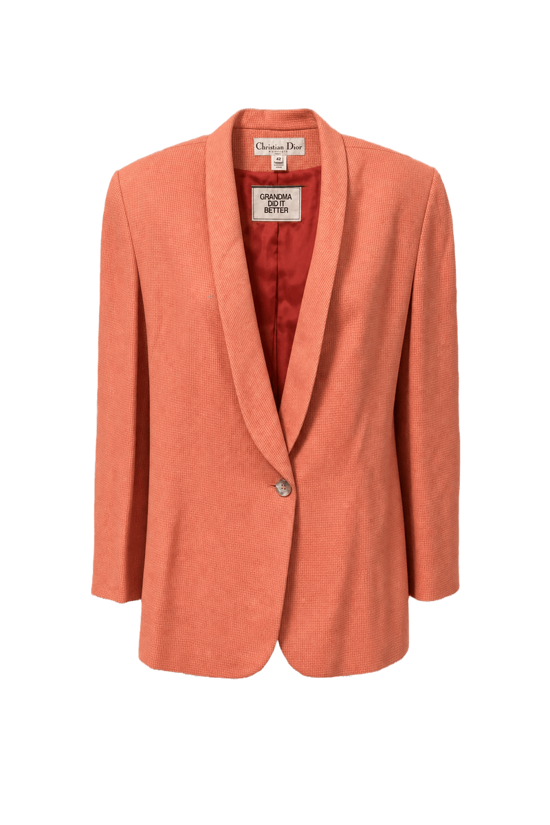 1980s Peach Wool Blend Blazer - Front View