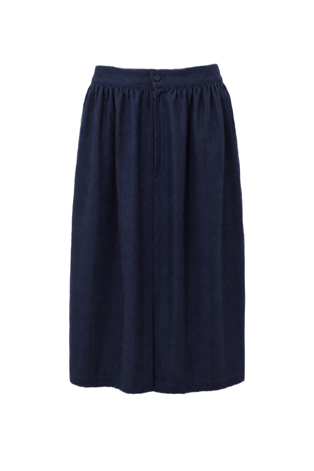 1970s Navy Blue Nylon Blend Skirt - Front View