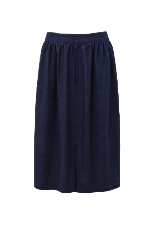 1970s Navy Blue Nylon Blend Skirt - Front View