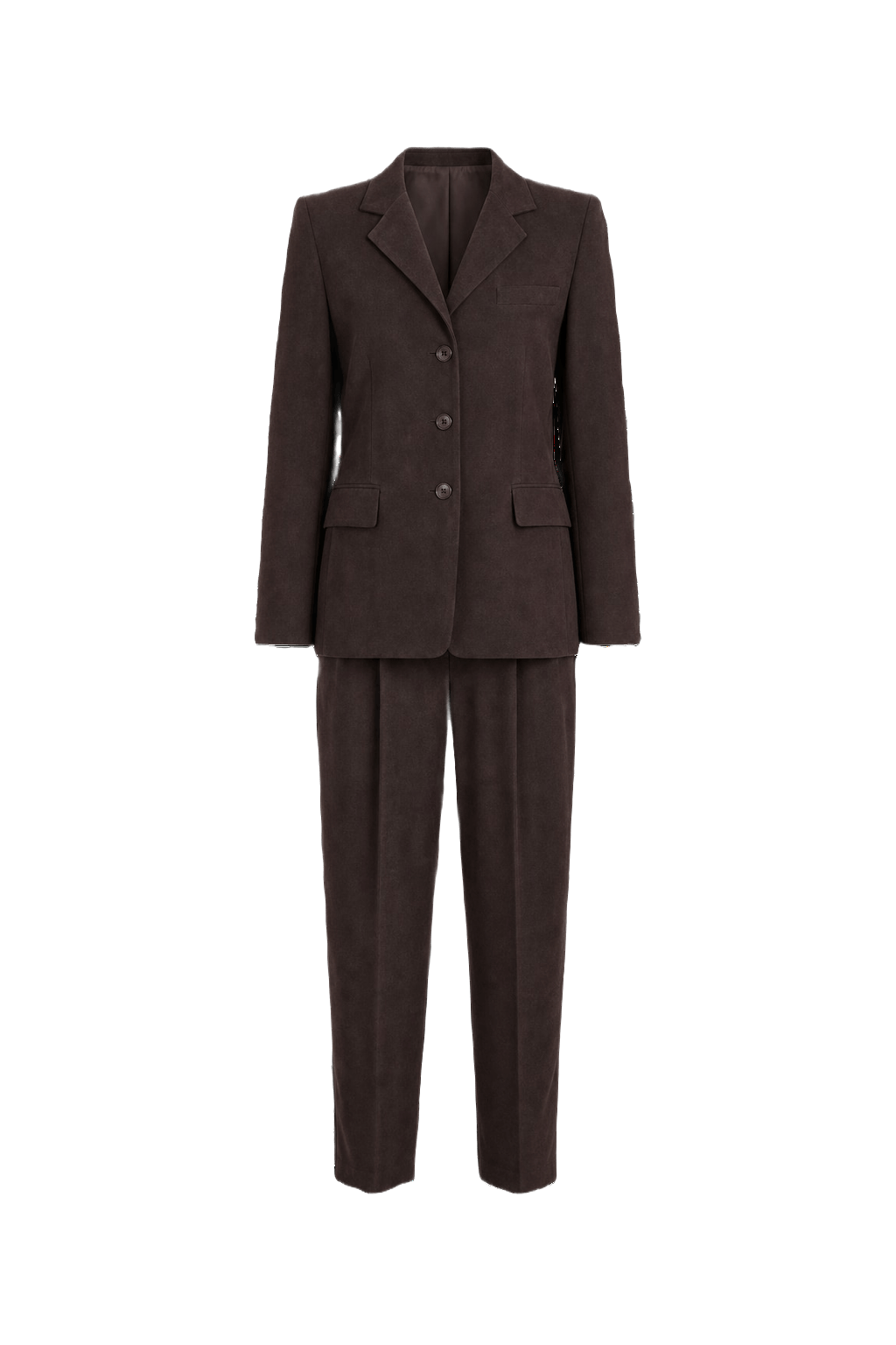 1990s Dark Brown Wool Blend Pantsuit - Front View