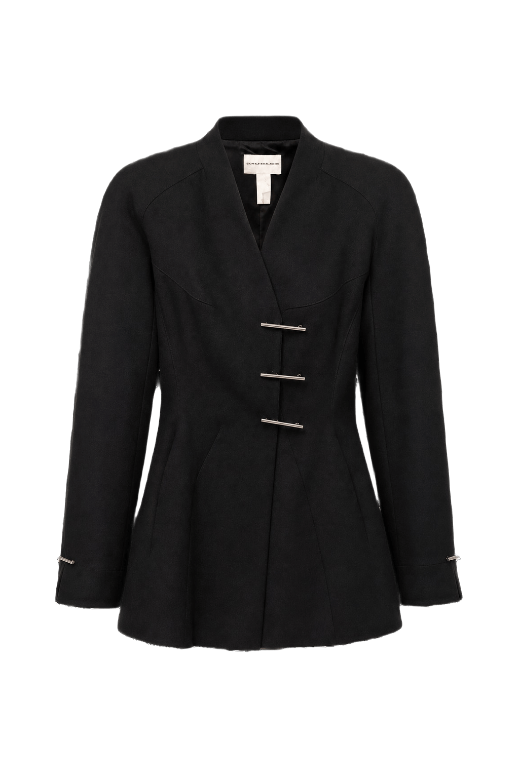 1980s Black Wool Blend Blazer - Front View