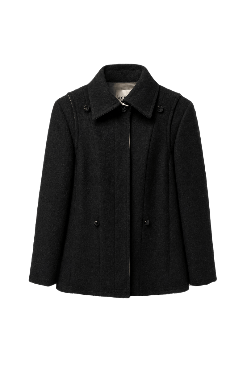 1990s Black Wool Jacket - Front View