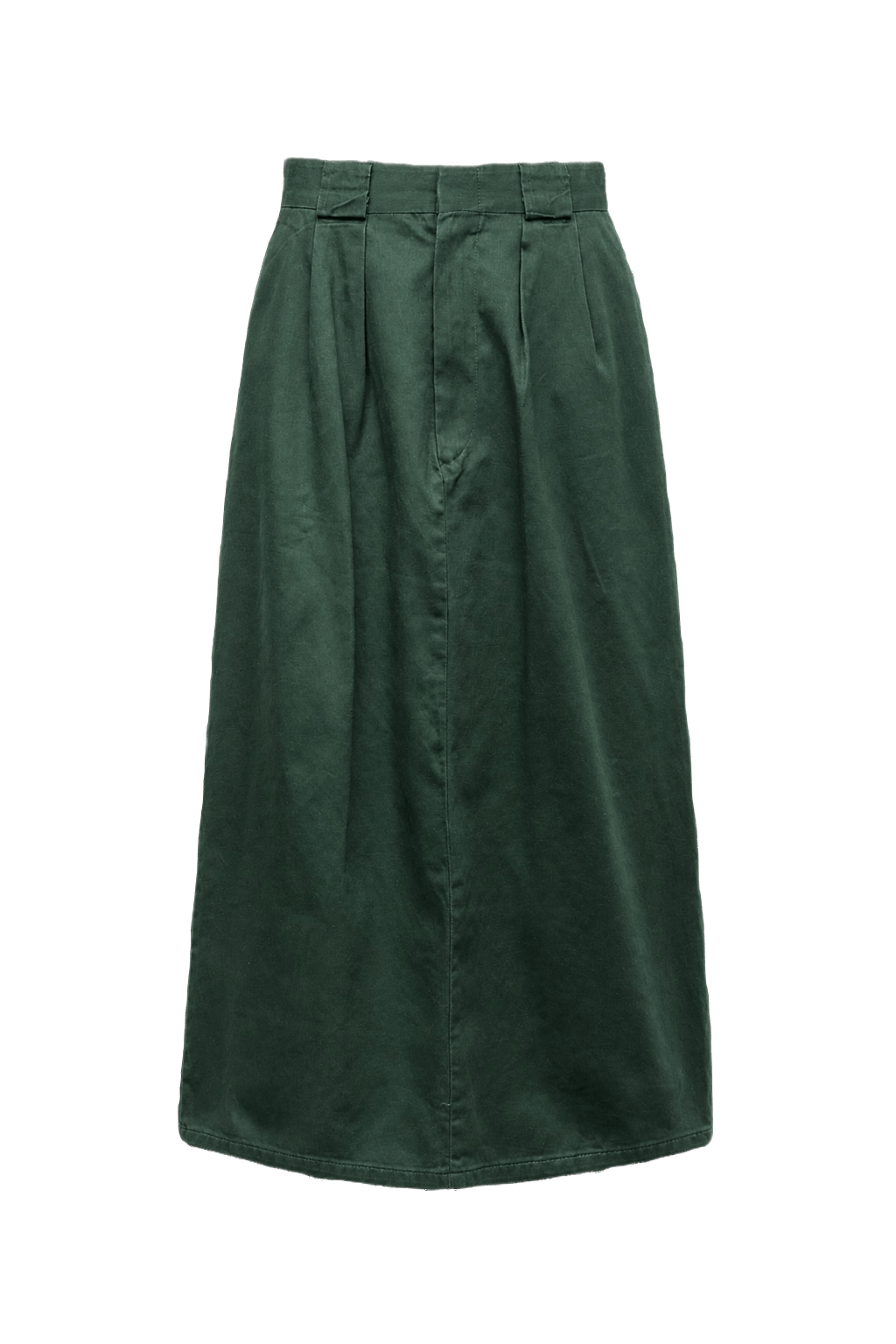 1970s Dark Green Cotton Blend Skirt - Front View