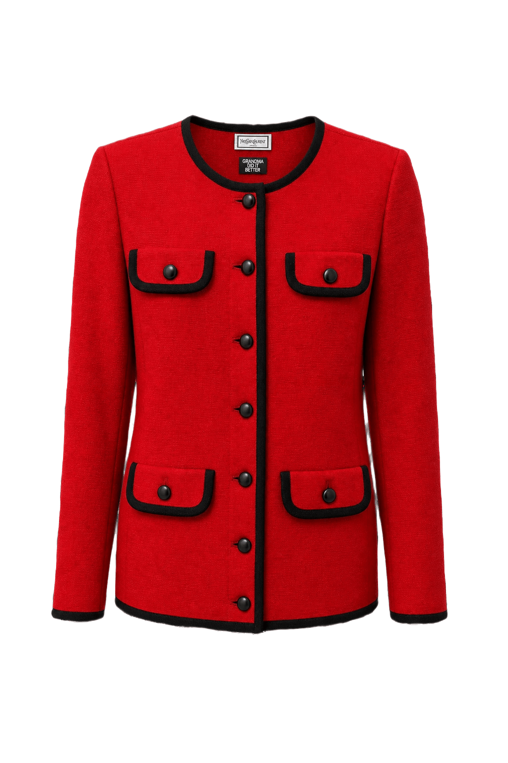 1980s Red Wool Blend Jacket - Front View