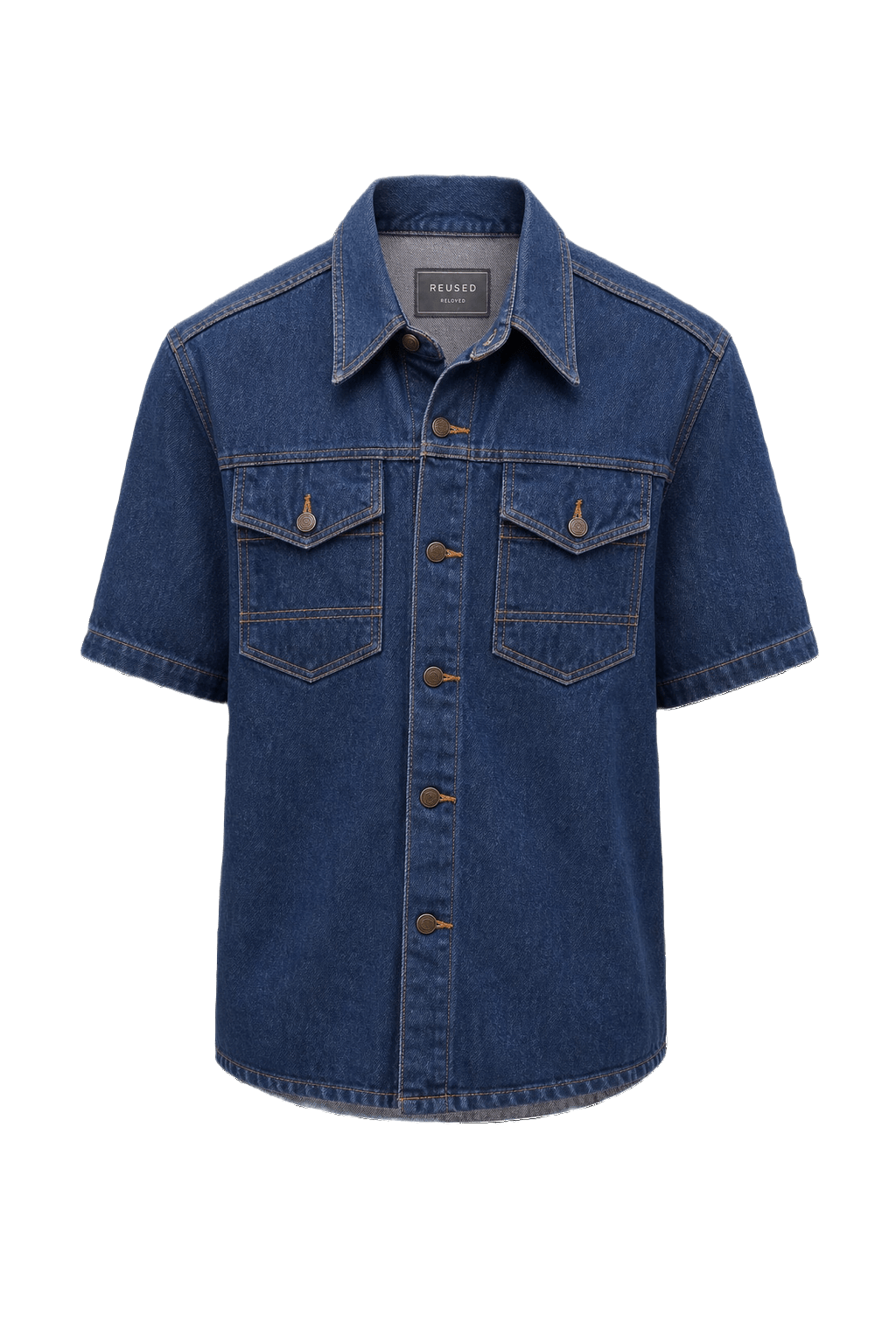 1990s Blue Denim Shirt - Front View