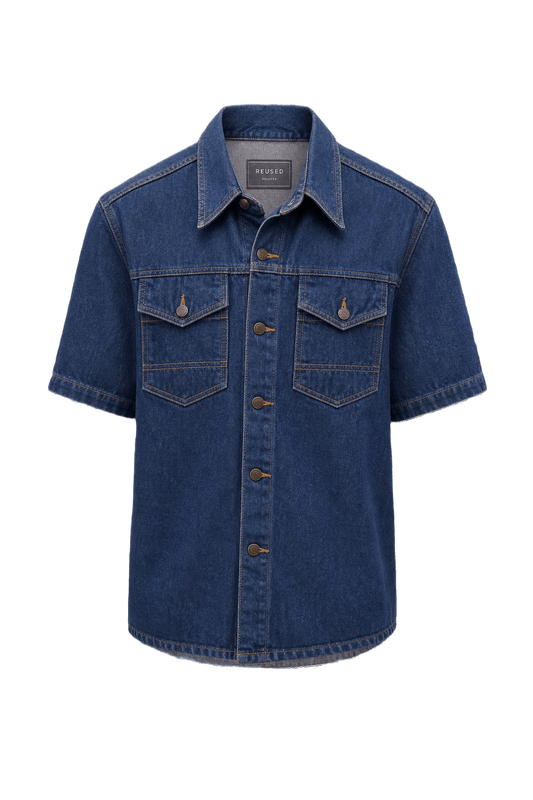 1990s Blue Denim Shirt - Front View