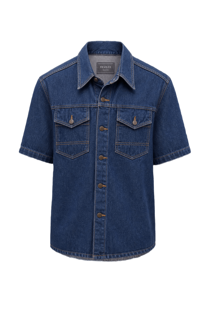 1990s Blue Denim Shirt - Front View