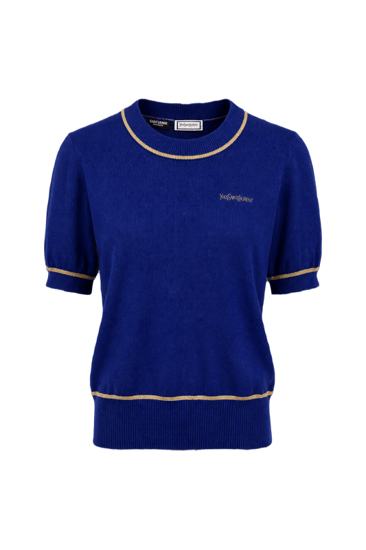 1980s Royal Blue Wool Blend Sweater - Front View