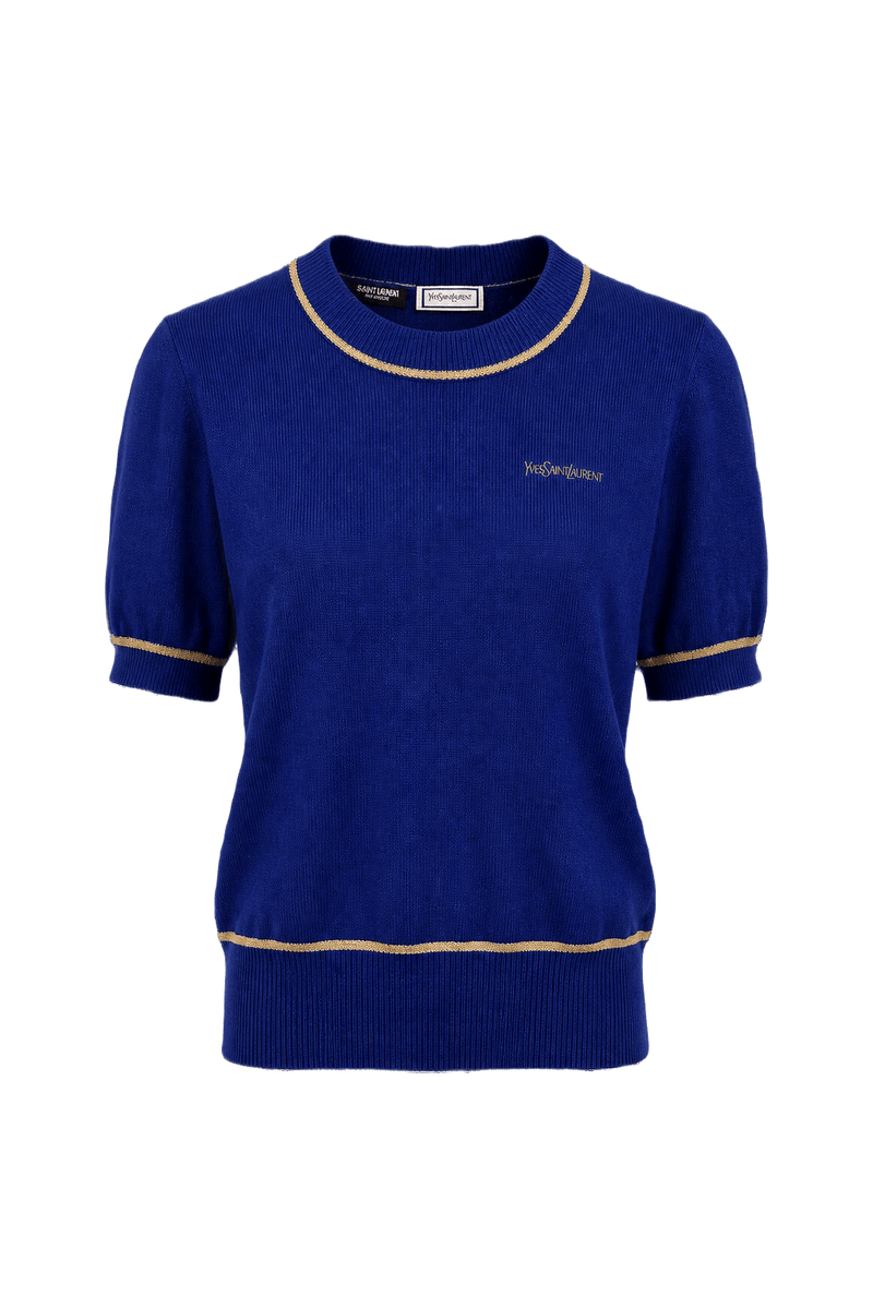 1980s Royal Blue Wool Blend Sweater - Front View