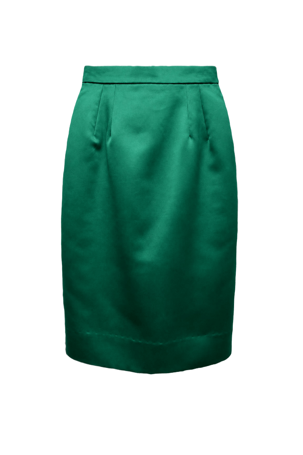 1980s Emerald Green Polyester Skirt - Front View