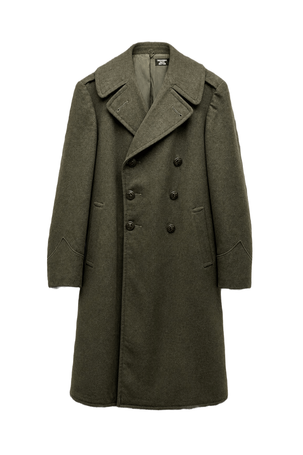 1940s Olive Green Wool Coat - Front View