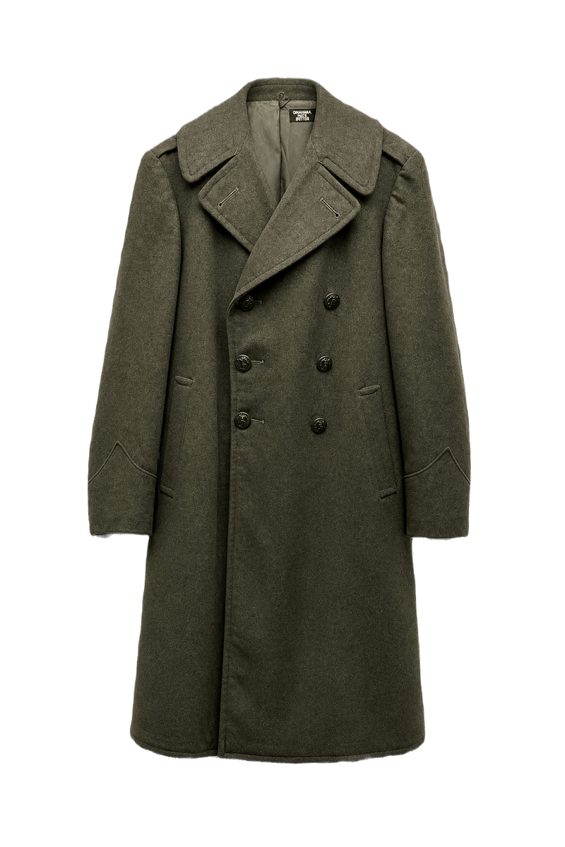 1940s Olive Green Wool Coat - Front View