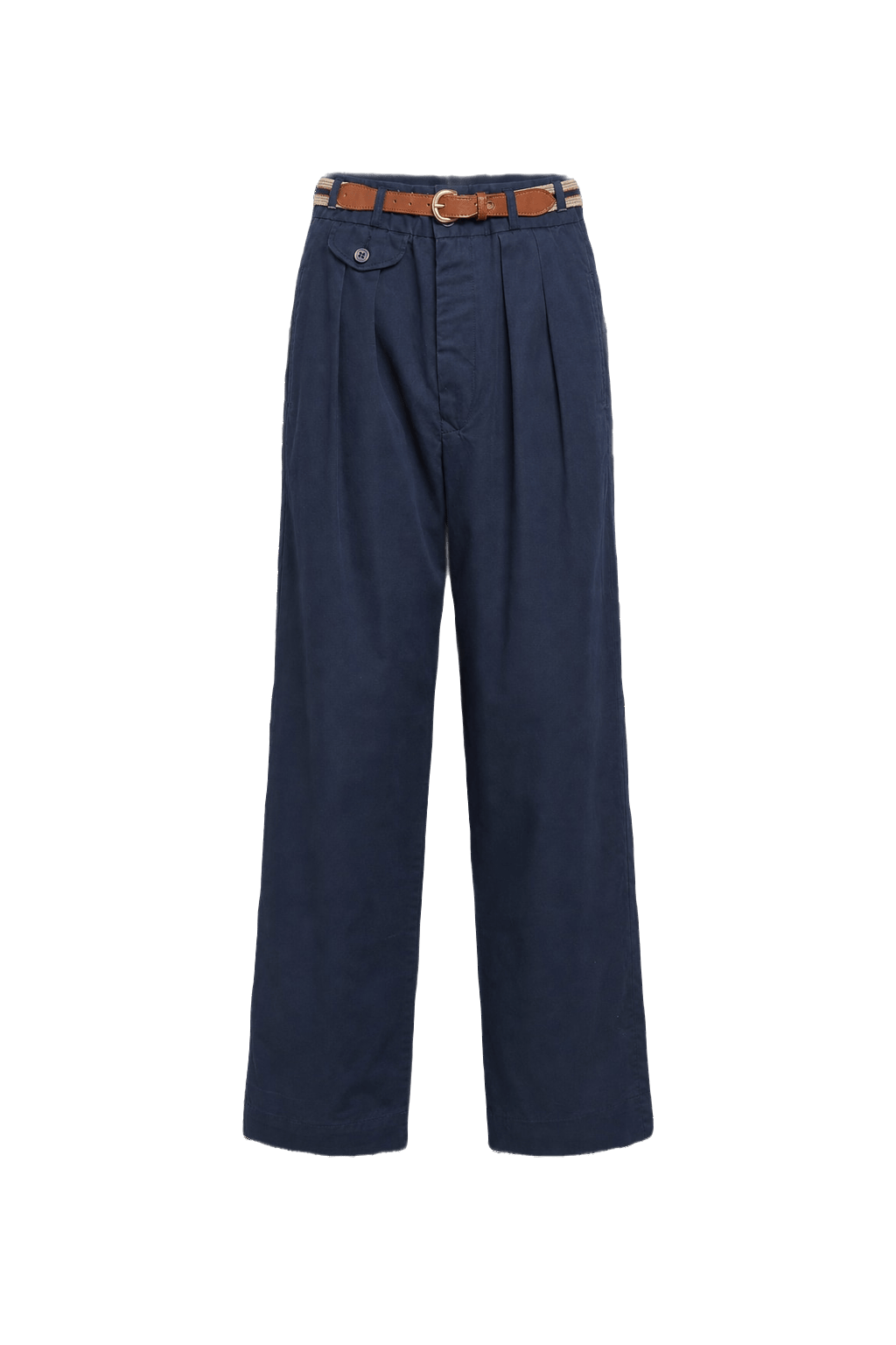 1980s Navy Blue Cotton Pants - Front View