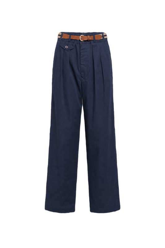 1980s Navy Blue Cotton Pants - Front View