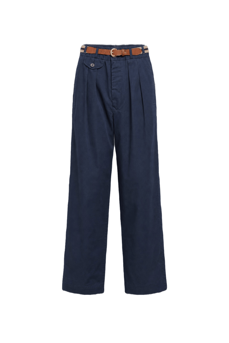 1980s Navy Blue Cotton Pants - Front View
