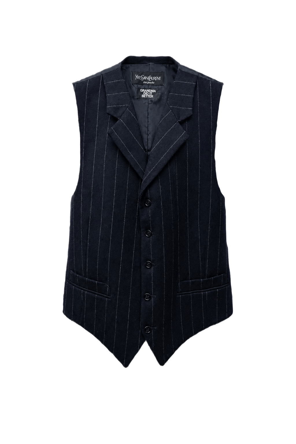1980s Navy Blue Wool Vest - Front View
