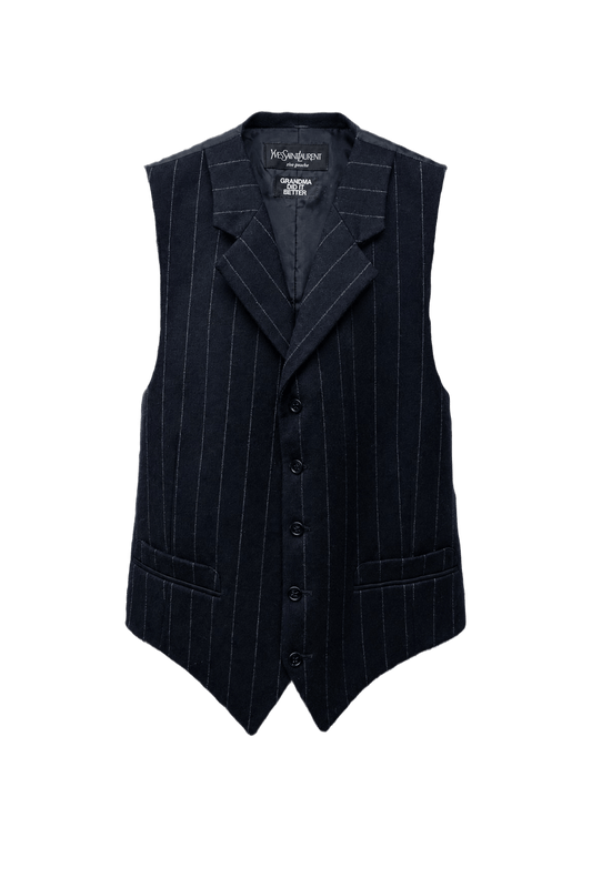 1980s Navy Blue Wool Vest - Front View