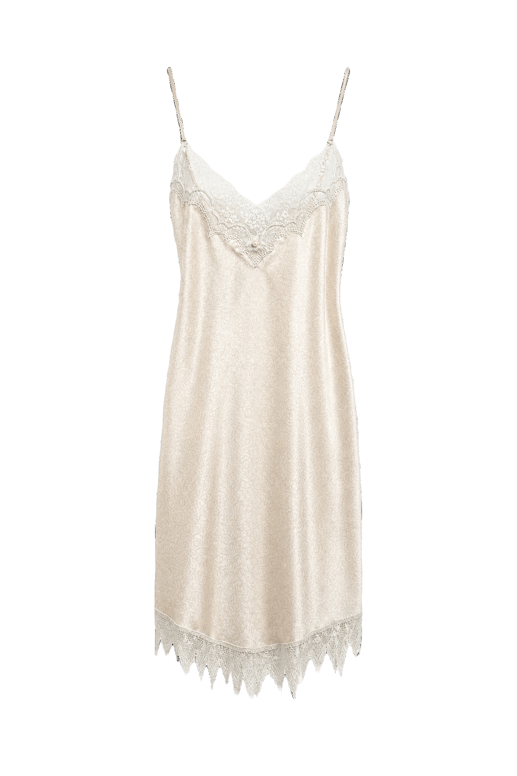 1990s Cream Satin Slip Dress - Front View