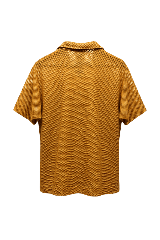 1970s Mustard Yellow Knit Shirt - Front View