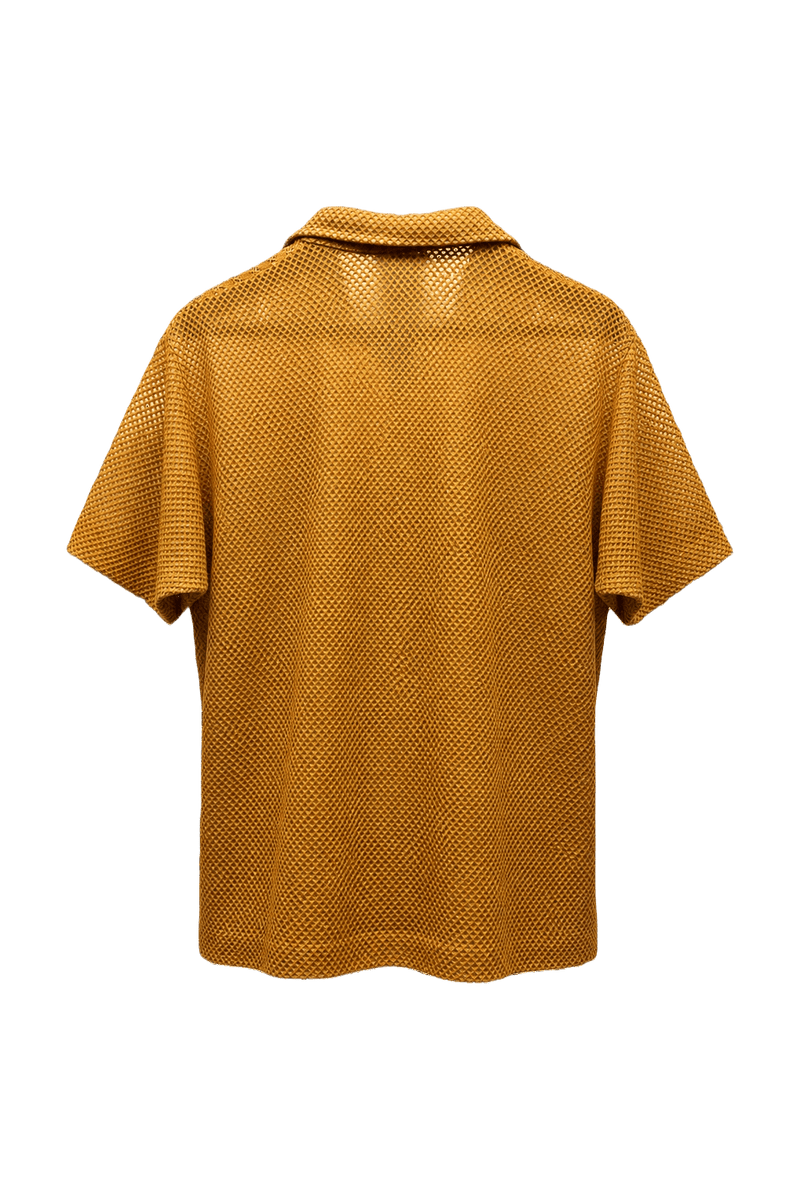 1970s Mustard Yellow Knit Shirt - Front View