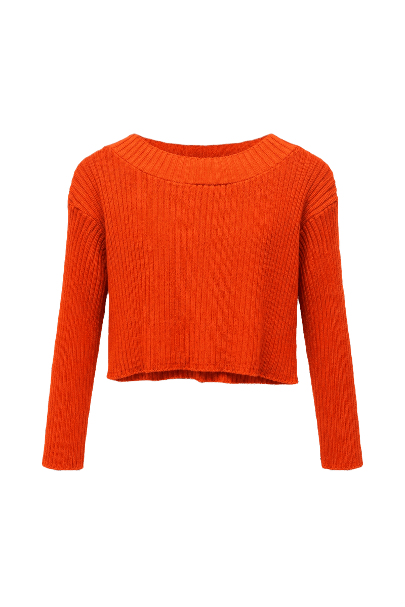 1990s Orange Cotton Blend Sweater - Front View
