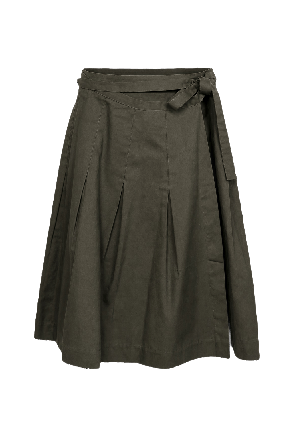 1990s Olive Green Cotton Blend Skirt - Front View