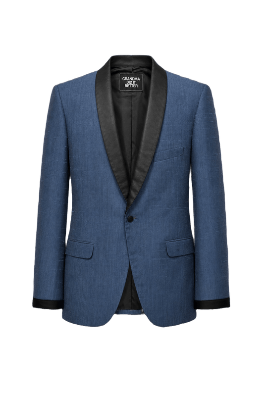 1950s Blue Silk Blend Blazer - Front View