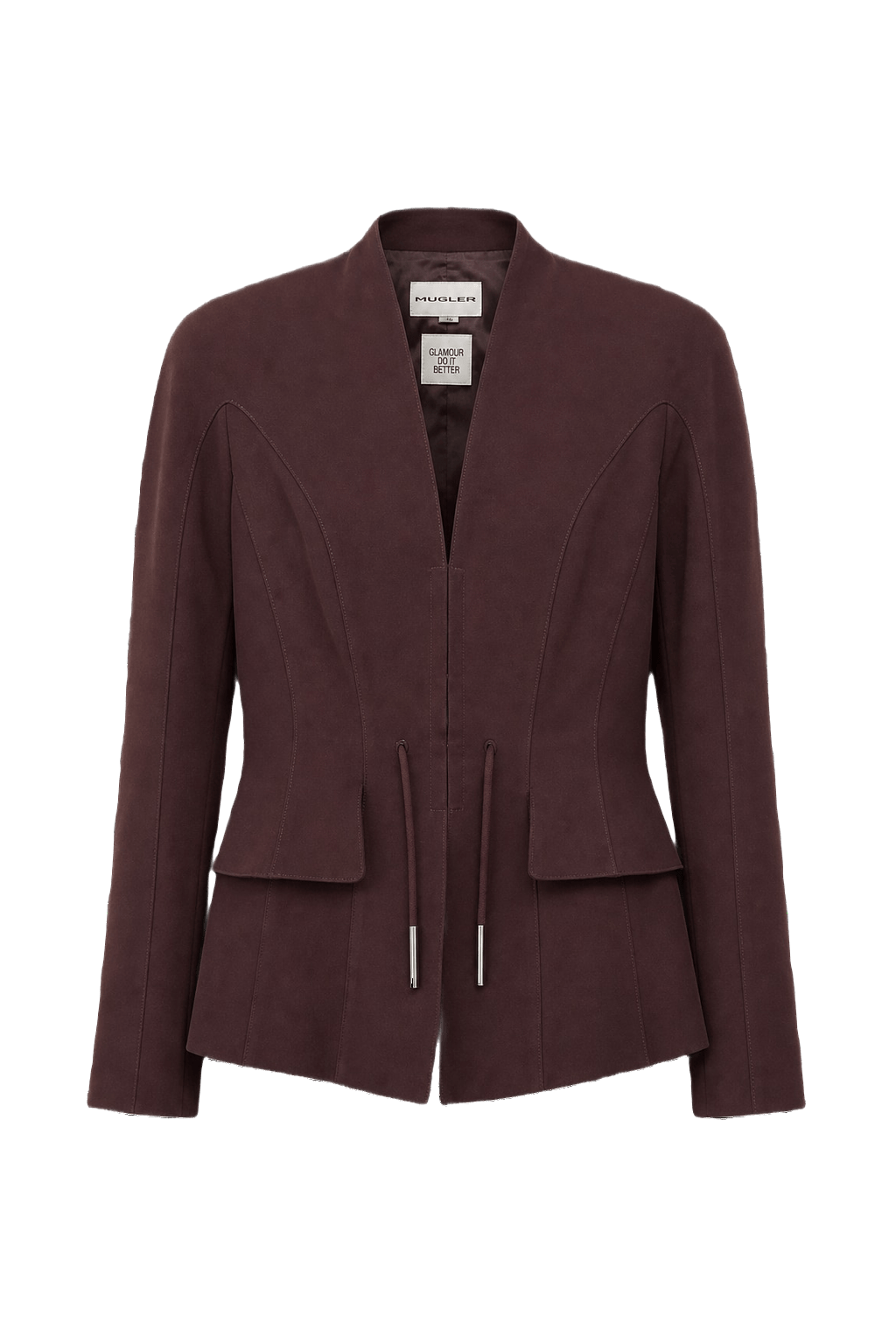 1990s Deep Burgundy Polyester Blazer - Front View