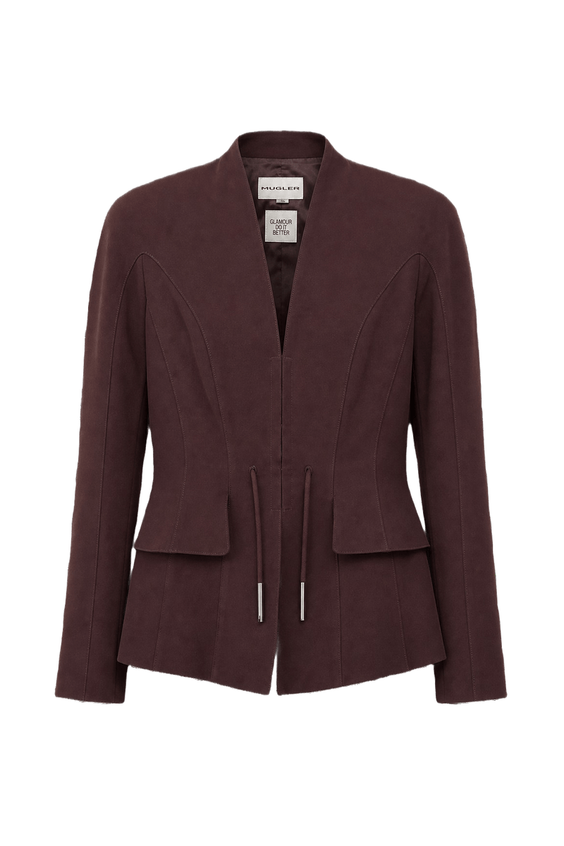 1990s Deep Burgundy Polyester Blazer - Front View