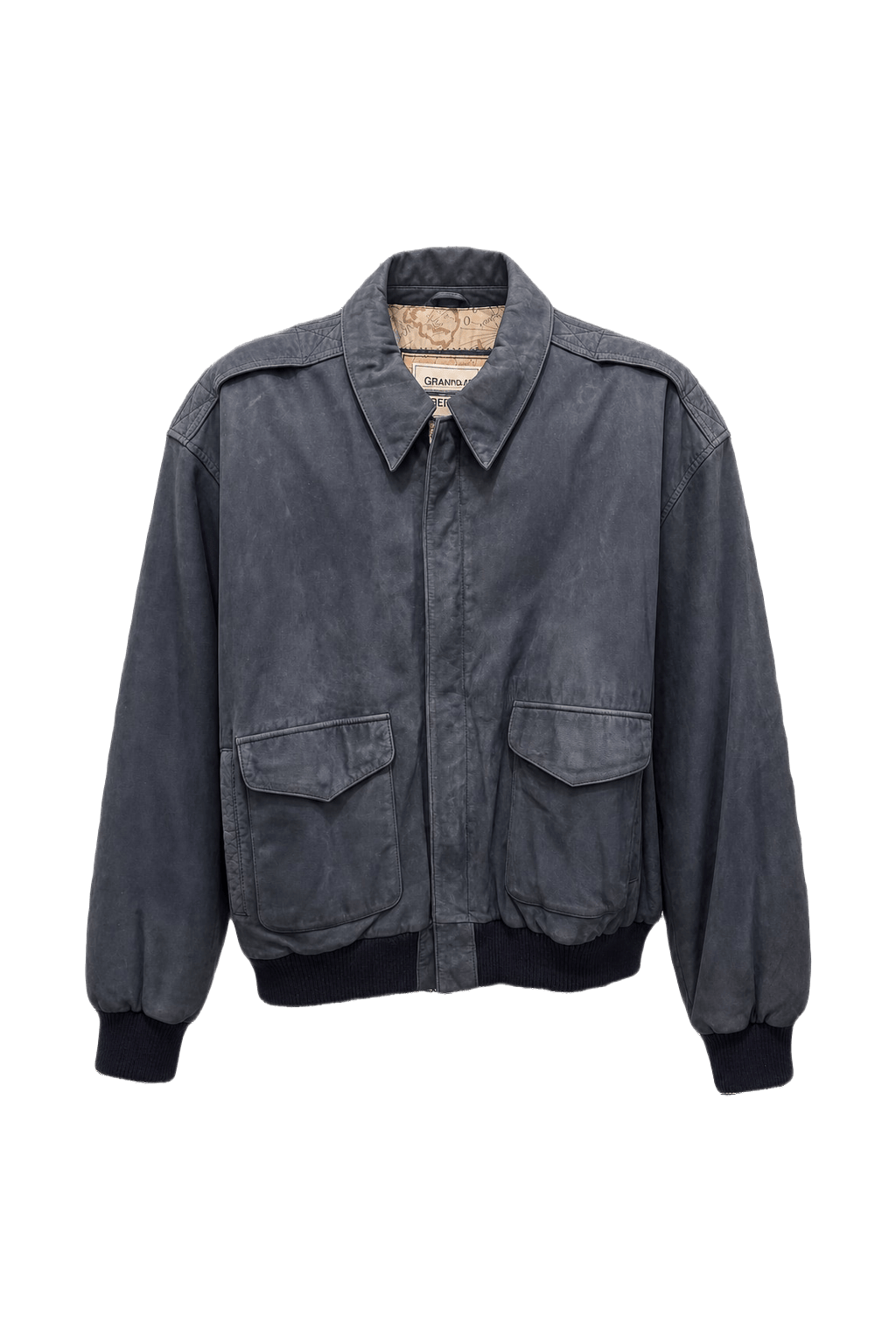 1980s Slate Blue Suede Jacket - Front View