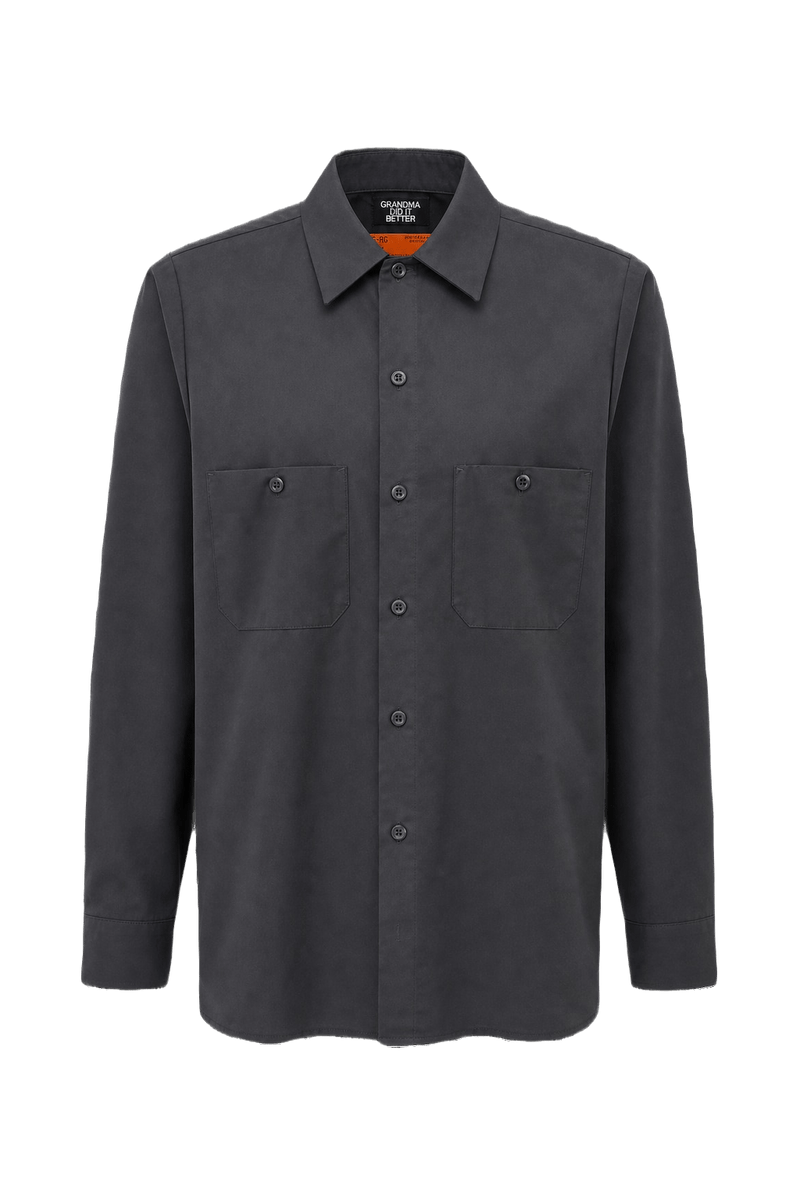 1980s Charcoal Grey Cotton Blend Shirt - Front View