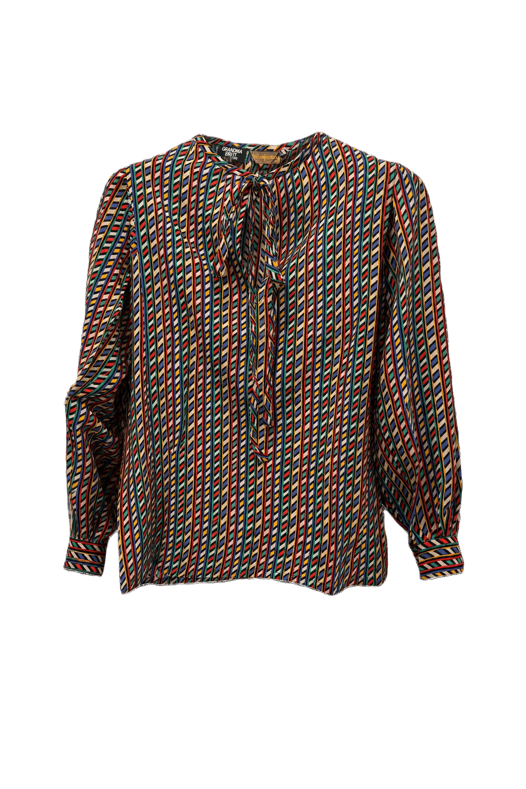 1980s Multicolor Silk Blouse - Front View