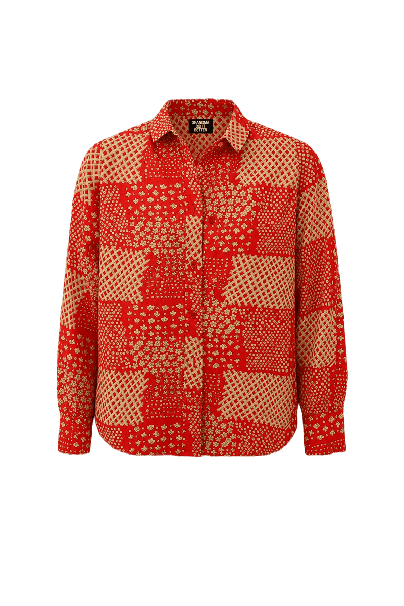 1960s Red Cotton Shirt - Front View